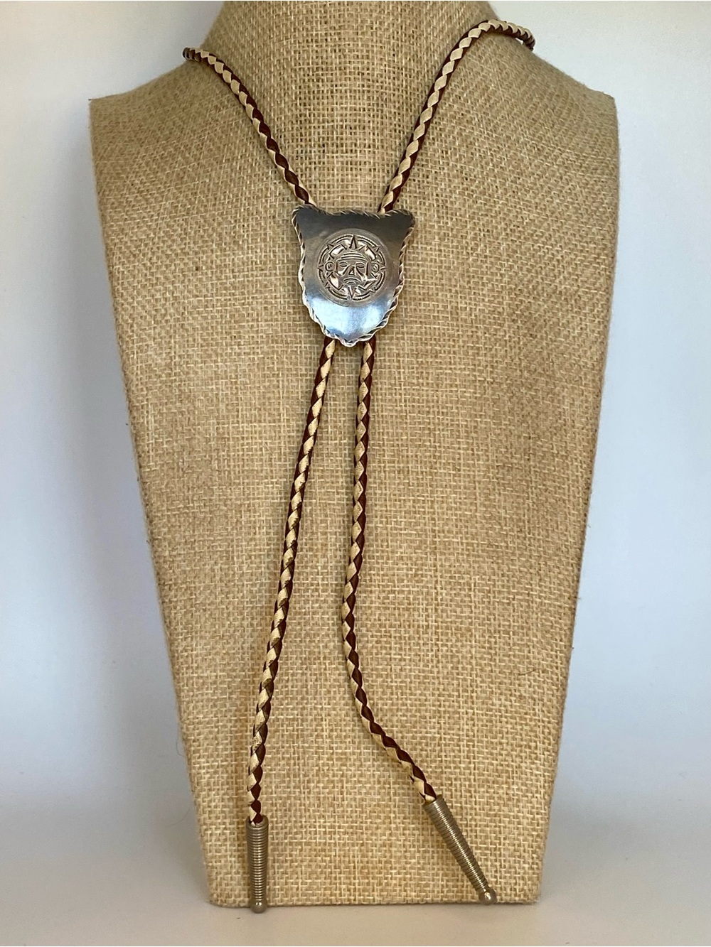 Mike Platero Navajo Sterling Bolo Tie, Aztec - Picture 3 of 10